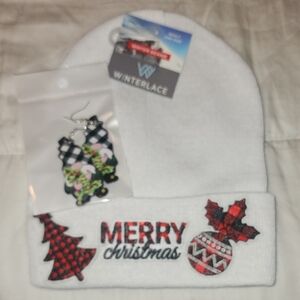 Christmas Beanie and Earrings